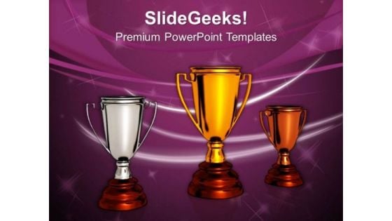 Business Winners With Golden Bronze Trophy PowerPoint Templates Ppt Backgrounds For Slides 0313