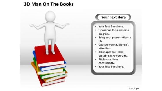 Business Workflow Diagram 3d Man On The Books PowerPoint Slides