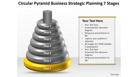 Business Workflow Diagram Pyramid Strategic Planning 7 Stages PowerPoint Templates