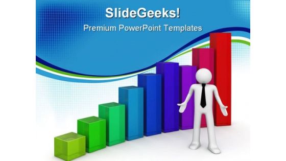 Businessman And Bar Graph Success PowerPoint Themes And PowerPoint Slides 0611