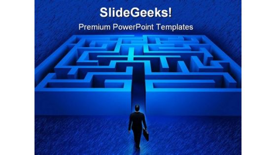 Businessman Entering Maze Metaphor PowerPoint Templates And PowerPoint Backgrounds 0611