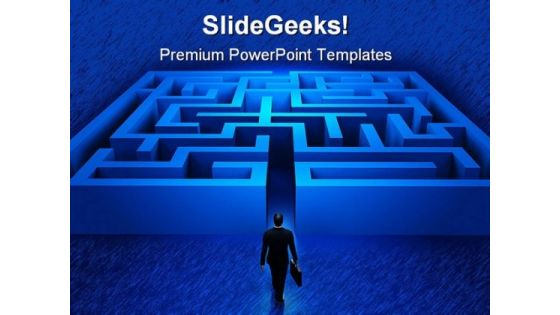 Businessman Entering Maze Metaphor PowerPoint Templates And PowerPoint Backgrounds 0611