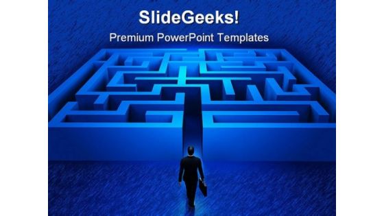 Businessman Entering Maze Metaphor PowerPoint Themes And PowerPoint Slides 0611