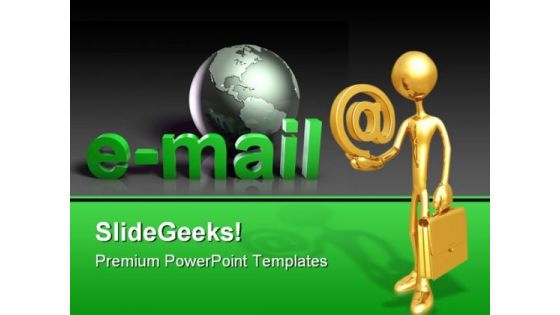 Businessman Holding E Mail Internet PowerPoint Templates And PowerPoint Backgrounds 0511