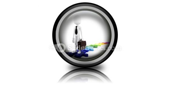 Businessman Standing On Puzzles PowerPoint Icon Cc