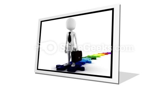 Businessman Standing On Puzzles PowerPoint Icon F