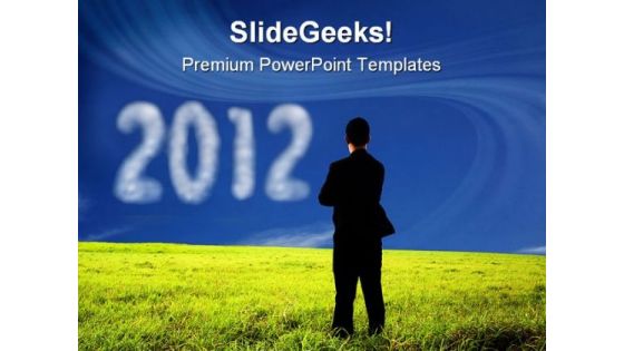 Businessman Watching 2012 Future PowerPoint Templates And PowerPoint Backgrounds 1011