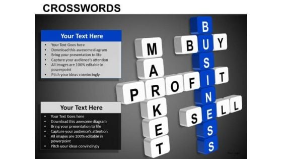 Buy Sell Profit Market Crosswords PowerPoint Slides