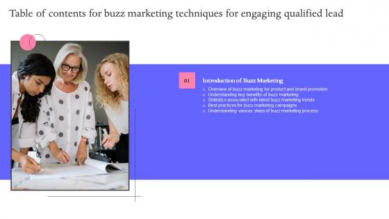 Buzz Marketing Techniques For Engaging Qualified Lead Table Of Contents Elements Pdf