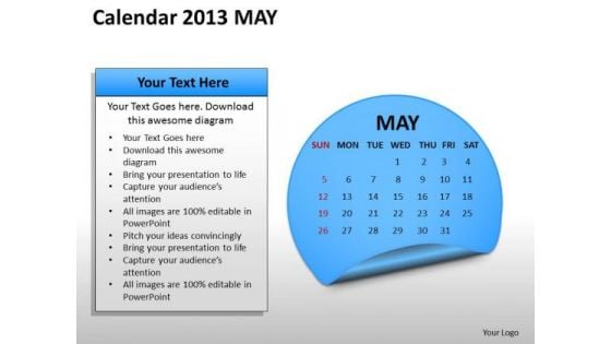 Calendar 2013 May PowerPoint Slides Ppt Templates