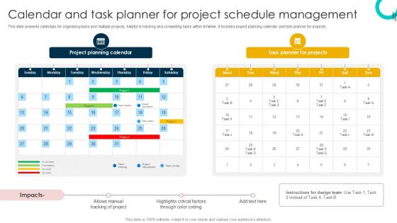 Calendar And Task Planner For Project Schedule Management Techniques PPT Slide Calendar And Task Planner For Project Schedule Management Techniques PPT Slide