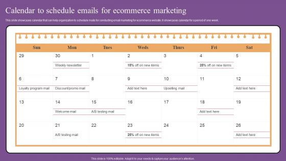 Calendar To Schedule Emails Website Optimization To Improve Product Sale Structure Pdf