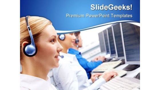 Call Center Executives Business PowerPoint Themes And PowerPoint Slides 0511