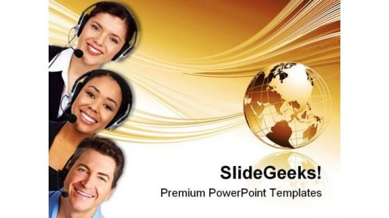 Call Center Operators Business PowerPoint Templates And PowerPoint Backgrounds 0711