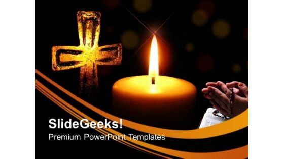 Candle Light And Cross Christian PowerPoint Templates And PowerPoint Themes 0712