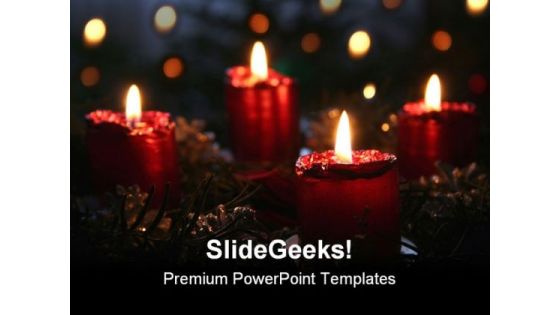 Candle Lights Christmas PowerPoint Template 0610