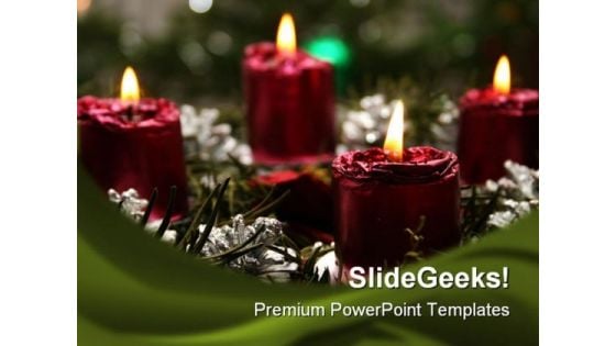 Candles Christmas PowerPoint Template 0610