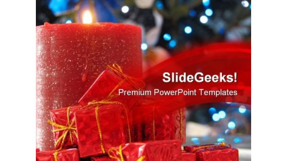Candles Gifts Religion PowerPoint Template 0610