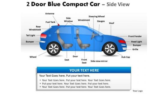 Car Drive 2 Door Blue Car Side PowerPoint Slides And Ppt Diagram Templates