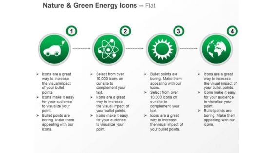 Car Nuclear Energy Symbol With Sun And Globe For Green Energy Ppt Slides Graphics