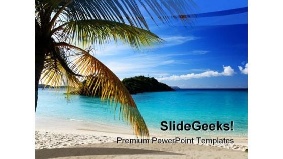 Caribbean Island Beach PowerPoint Template 1010