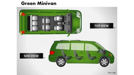 Cars Green Minivan Side View PowerPoint Slides And Ppt Diagram Templates