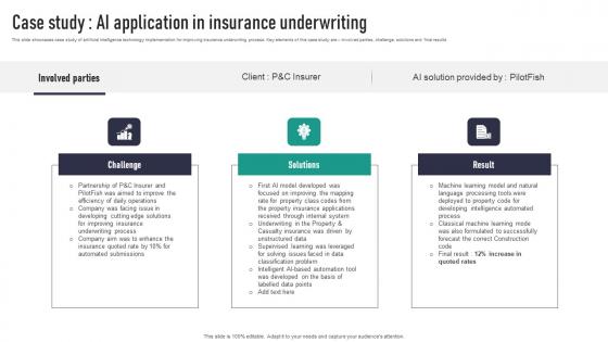 Case Study AI Application In Insurance Underwriting Mockup Pdf