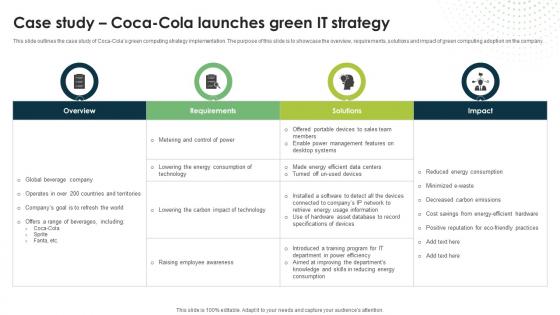 Case Study Coca Cola Launches Green IT Strategy Eco Friendly Computing IT Case Study Coca Cola Launches Green IT Strategy Eco Friendly Computing IT