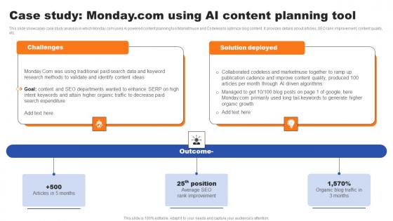 Case Study Monday Com Using AI Content Planning Tool Ppt Infographic Template Professional PDF