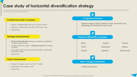 Case Study Of Horizontal Diversification Strategy Strategic Diversification Plan Structure PDF