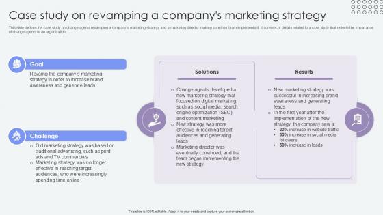 Case Study On Revamping A Companys Agents Of Change Pioneers PPT Sample CM SS V Case Study On Revamping A Companys Agents Of Change Pioneers PPT Sample CM SS V