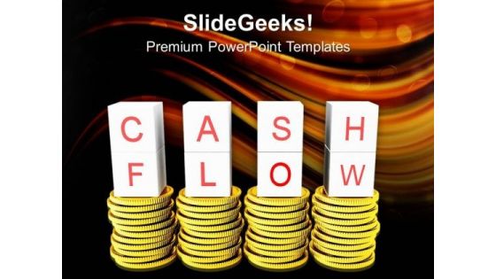 Cash And Flow On Golden Coins Failure PowerPoint Templates Ppt Backgrounds For Slides 0213