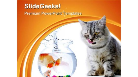 Cat And Fish Animals PowerPoint Themes And PowerPoint Slides 0511
