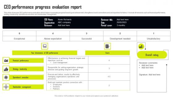 CEO Performance Progress Evaluation Report Diagrams Pdf