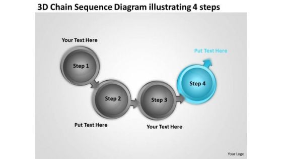 Chain Sequence Diagram Illustrating 4 Steps Ppt Writing Your Business Plan PowerPoint Templates