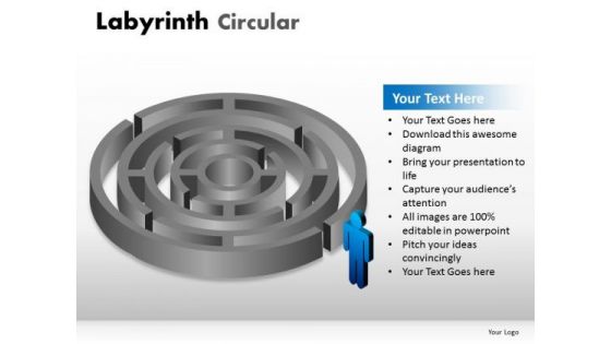 Challenge Choice Labyrinth Circular PowerPoint Slides And Ppt Diagram Templates