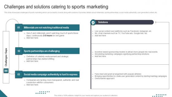 Challenges And Solutions Catering To Sports Athletic Activities Advertising Program Infographics Pdf