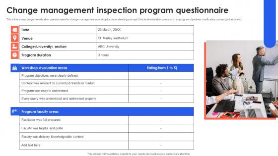 Change Management Inspection Program Questionnaire Icons Pdf