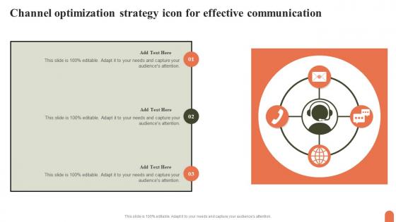 Channel Optimization Strategy Icon For Effective Communication Professional Pdf