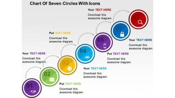 Chart Of Seven Circles With Icons PowerPoint Template