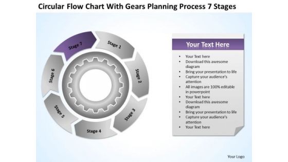 Chart With Gears Planning Process 7 Stages Ppt Simple Restaurant Business PowerPoint Slides