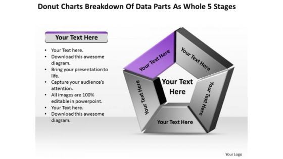 Charts Breakdown Of Data Parts As Whole 5 Stages Ppt Mini Business Plan PowerPoint Templates