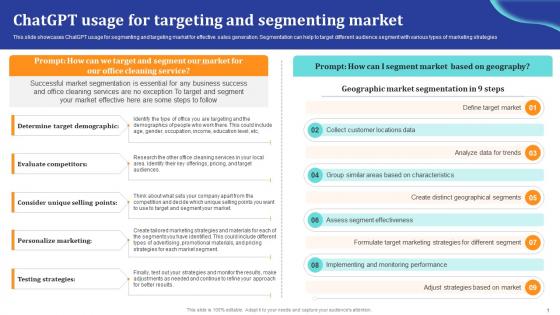 ChatGpt Comprehensive Guide ChatGpt Usage For Targeting And Segmenting Ppt Example ChatGpt SS V