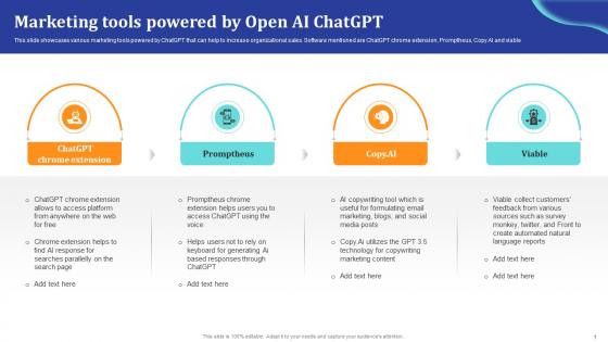 ChatGpt Comprehensive Guide Marketing Tools Powered By Open Ai ChatGpt Ppt Sample ChatGpt SS V