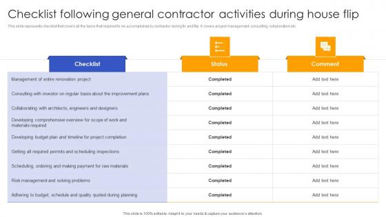 Checklist Following General Contractor Effective Real Estate Flipping Approaches Infographics Pdf