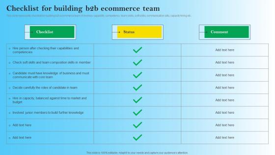 Checklist For Building B2B Ecommerce Team B2B Digital Commerce Demonstration Pdf