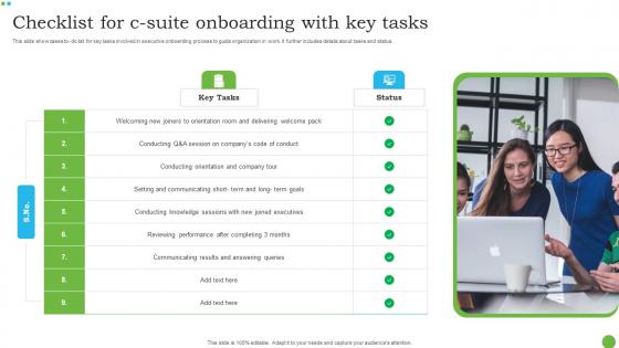 Checklist For C Suite Onboarding With Key Tasks Designs Pdf