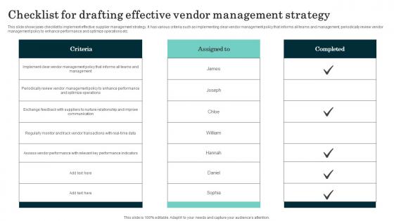 Checklist For Drafting Effective Vendor Management Strategy Diagrams Pdf