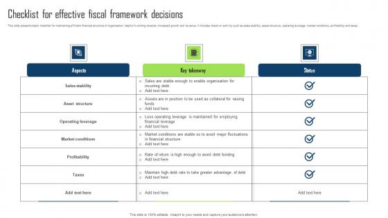 Checklist For Effective Fiscal Framework Decisions Brochure Pdf