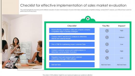 Checklist For Effective Implementation Of Sales Market Evaluation Microsoft Pdf